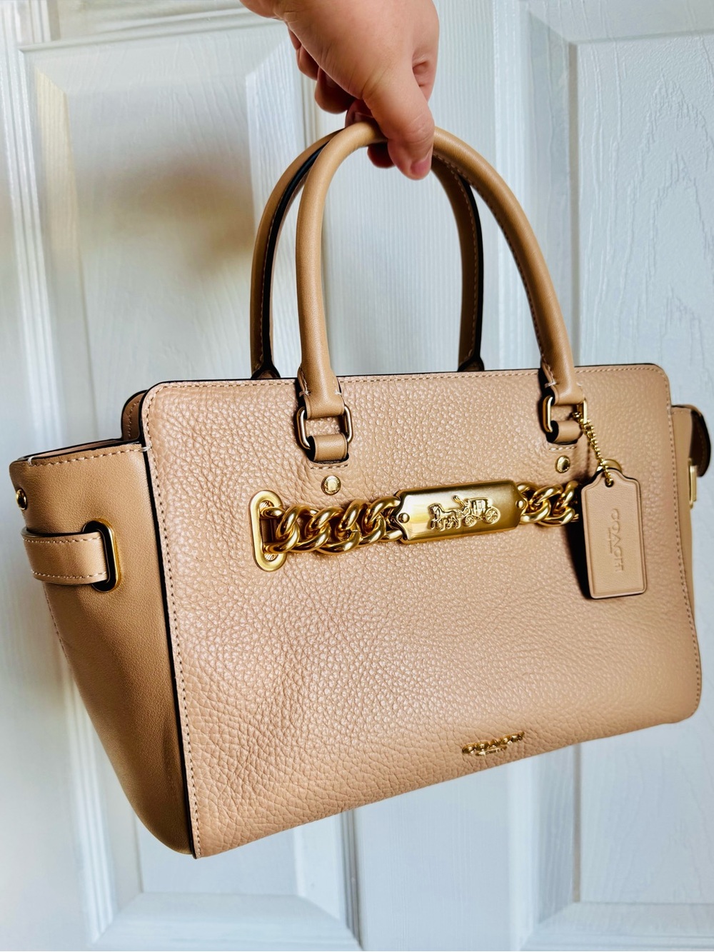 Coach Blake Carryall 25 Leather Satchel Crossbody Beechwood Gold F31525 $475
